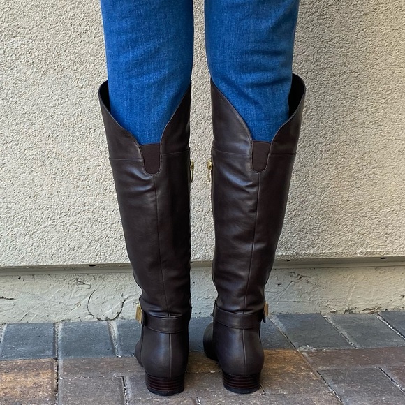 Texas Brown OTK Flat Riding Boots w Gold Detail - Picture 7 of 8